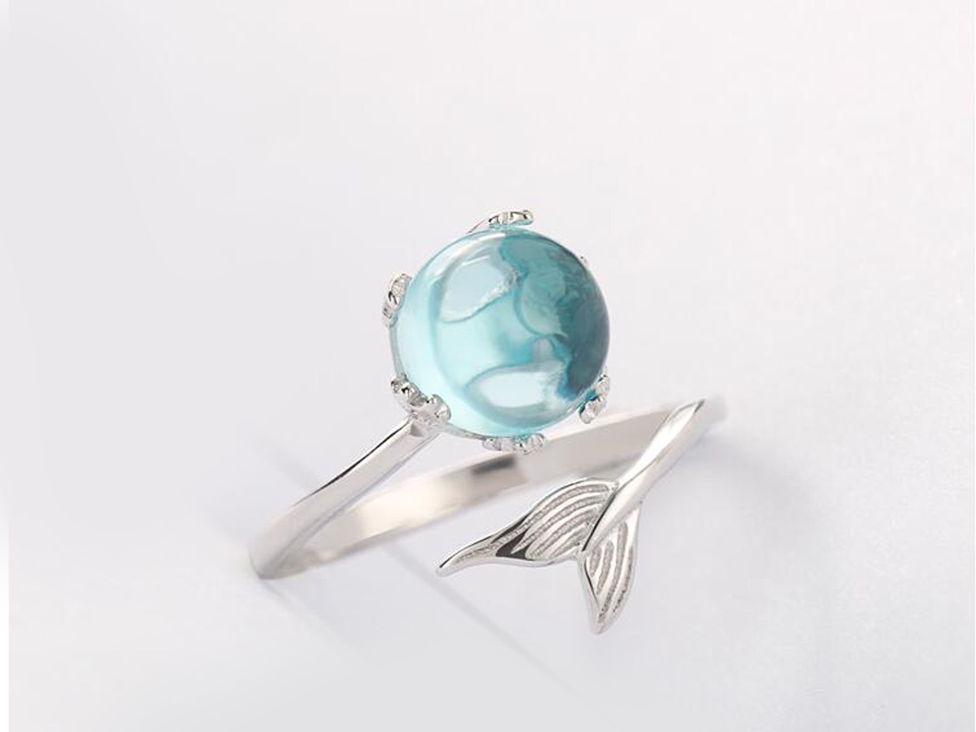 Meerjungfrau blau Ozean Blase offenen Ring für Frauen Schmuck | Etsy