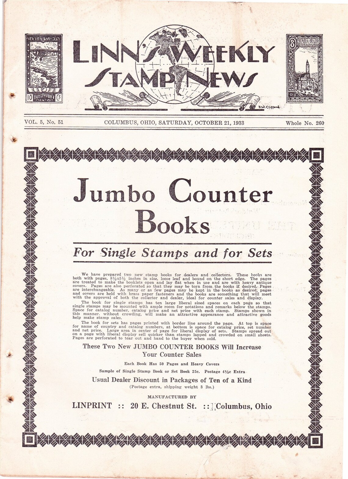 Linn's Weekly Stamp News 1933 & 1934 5 Stamp Collecting Etsy