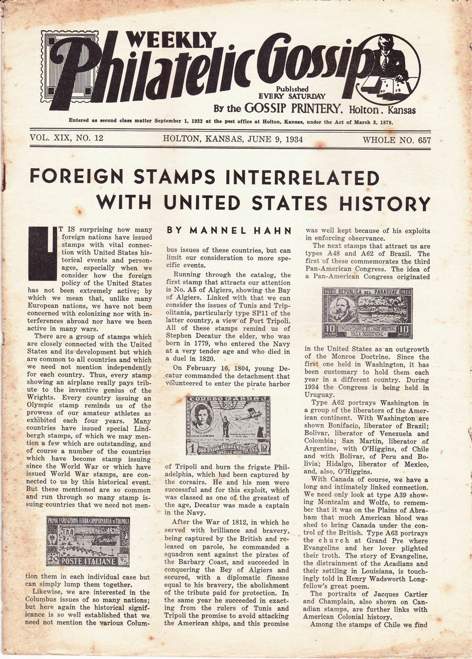 Weekly Philatelic Gossip June 9 1934 Stamp Collecting Etsy