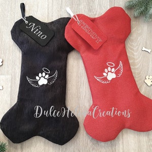 Personalized Dog Christmas Stocking, Christmas, Keepsake, Pet Memorial, Dog, Cat, Remembrance, Stocking Bone Dog Christmas, Mourning