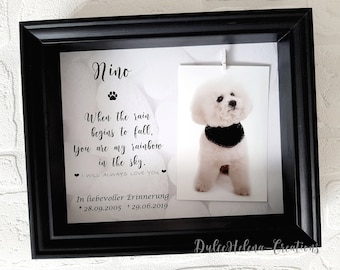 Personalized keepsake, photo frame, memory, dog deceased, loss, cat, mourning, urn, pet memorial, memorial, cremation, pet