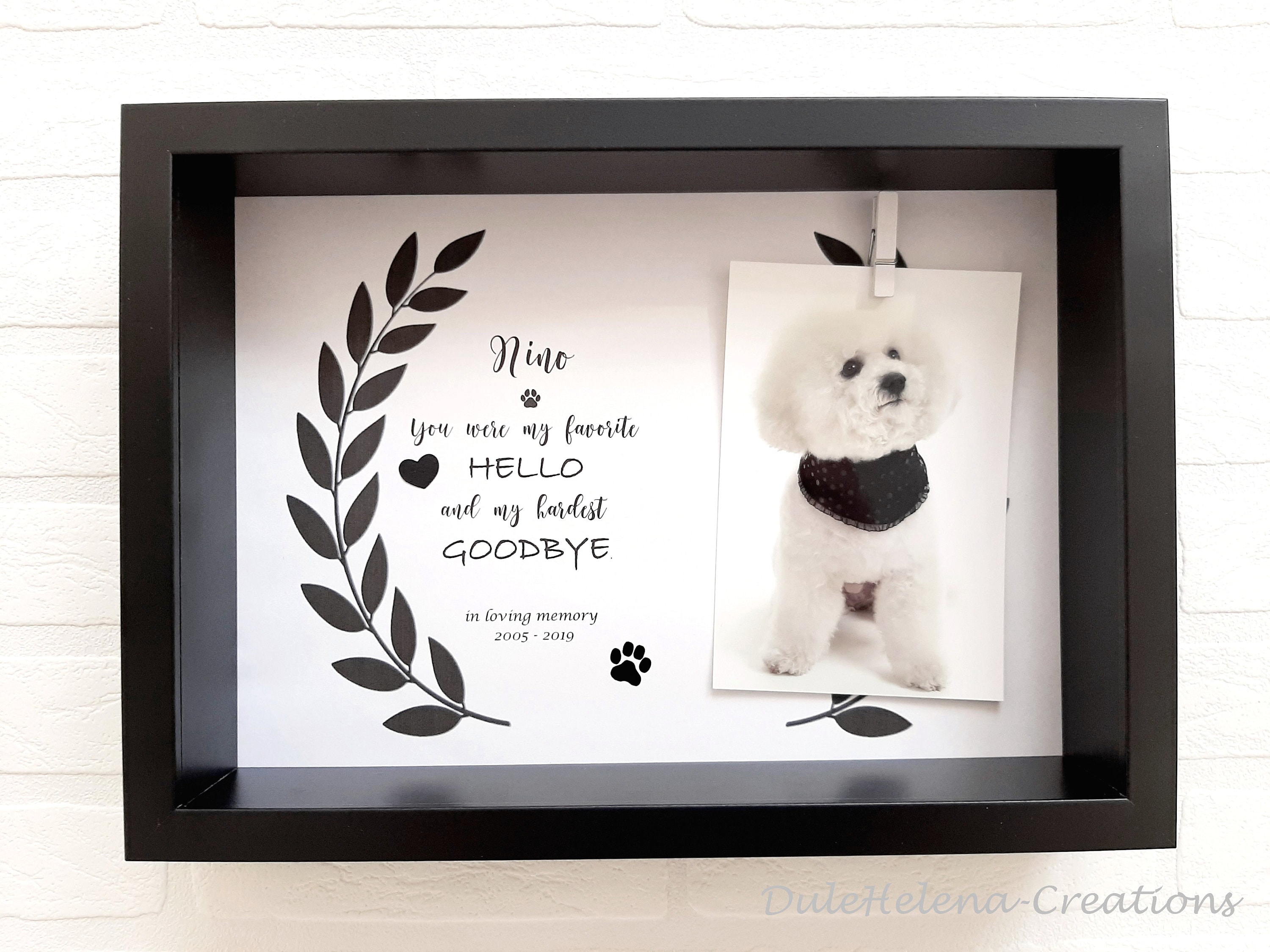 Andenken Erinnerung Fotorahmen personalisiert Hund Etsy