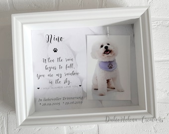 Personalized keepsake, photo frame, memory, dog deceased, loss, cat, mourning, urn, pet memorial, memorial, cremation, pet