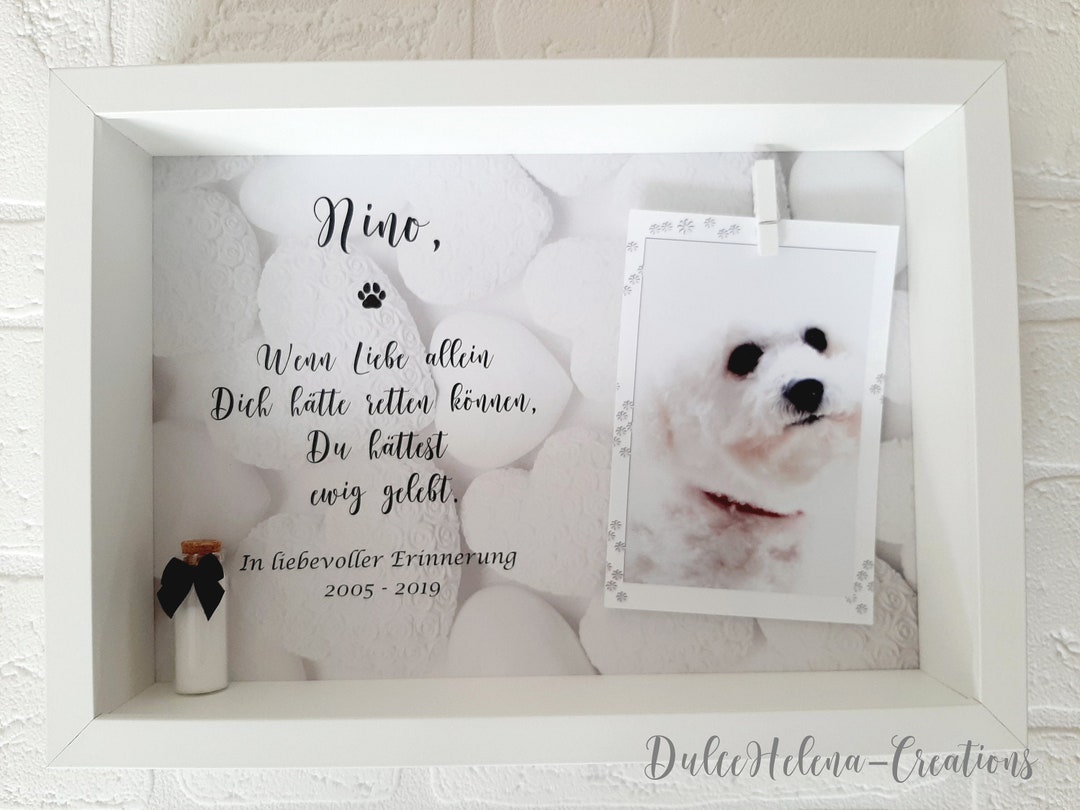Urne personnalisée et cadre photo souvenir souvenir chien passé perte