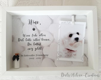 Pet urn & photo frame personalized, keepsake, picture frame urn, memory, dog deceased, cat, mourning, pet memorial, cremation