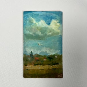 Original Oil Painting Small, Vintage Landscape, Painting on Canvas, Scenery