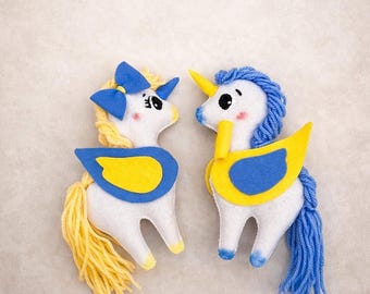 Unicornio de fieltro de juguete, decoración colorida para la habitación del bebé, lindo regalo hecho a mano para niños