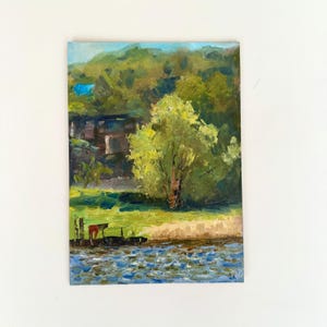 Original Oil Painting Small, Vintage Landscape, Painting on Canvas, Scenery