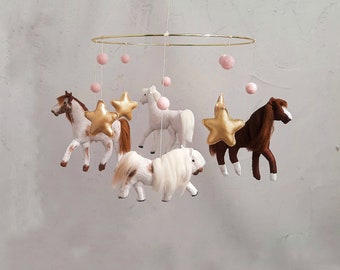 Horse baby mobile,  Horse nursery decor, Horse lover gifts couples, Wild horses,  Custom baby gift,  Eco friendly,  Personalized gift