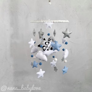 baby mobile , crib mobile , nursery mobile , nursery decor , hanging baby mobile , baby girl gift , raccoon mobile