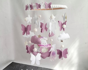 Unicorn bedroom decor for girl, Purple nursery decor, Baby mobile girl, Mobile baby nursery decor girl, Crib mobile girl, Unicorn mobile