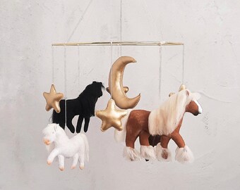 Custom Order für Brooke Horses Baby mobile Krippe mobile Pferde Kinderzimmer Dekor Geschenk für Baby Krippe mobile Mädchen