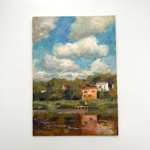 Original Oil Painting Small, Vintage Landscape, Painting on Canvas, Scenery