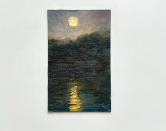 Original Oil Painting Small, Vintage Landscape, Painting on Canvas, Scenery