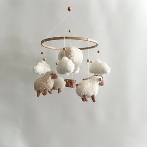 Boucle mobile, Sheep mobile, Cloud mobile, Nursery decor,  Crib mobile  neutral