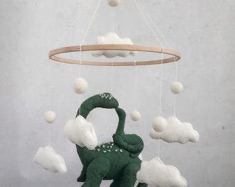 Dinosaur Baby Mobile, Dino Crib Mobile, Green Nursery Decor