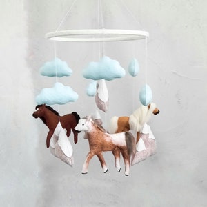 Horse baby mobile,  Horse nursery decor, Horse lover gifts couples, Wild horses,  Custom baby gift,  Eco friendly,  Personalized gift