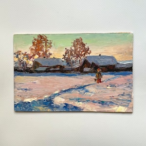 Original Oil Painting Small, Vintage Landscape, Painting on Canvas, Scenery