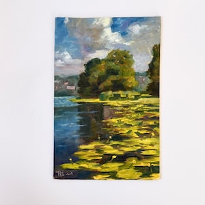Original Oil Painting Small, Vintage Landscape, Painting on Canvas, Scenery