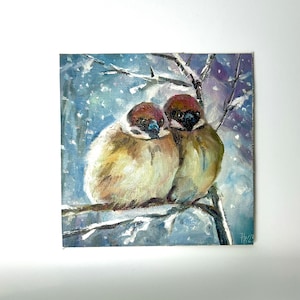 Impression d'oiseau moineau sur toile, emballages de galerie, peinture à l'huile originale, peinture sur toile,