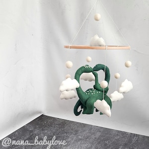 Dinosaur baby mobile Jurassic nursery decor  Dinosaur theme baby shower Newborn gifts idea Felt mobile  Crib mobile for boy girl Family dino