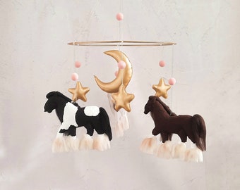 Horse baby mobile,  Horse nursery decor, Horse lover gifts couples, Wild horses,  Custom baby gift,  Eco friendly,  Personalized gift