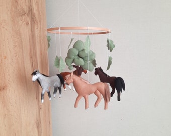 Custom order for Kc  Horses  Baby mobile  Crib mobile horses  Nursery decor  Gift for baby  Crib mobile girl
