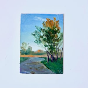 Original Oil Painting Small, Vintage Landscape, Painting on Canvas, Scenery
