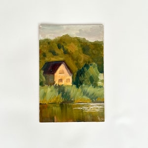 Original Oil Painting Small, Vintage Landscape, Painting on Canvas, Scenery