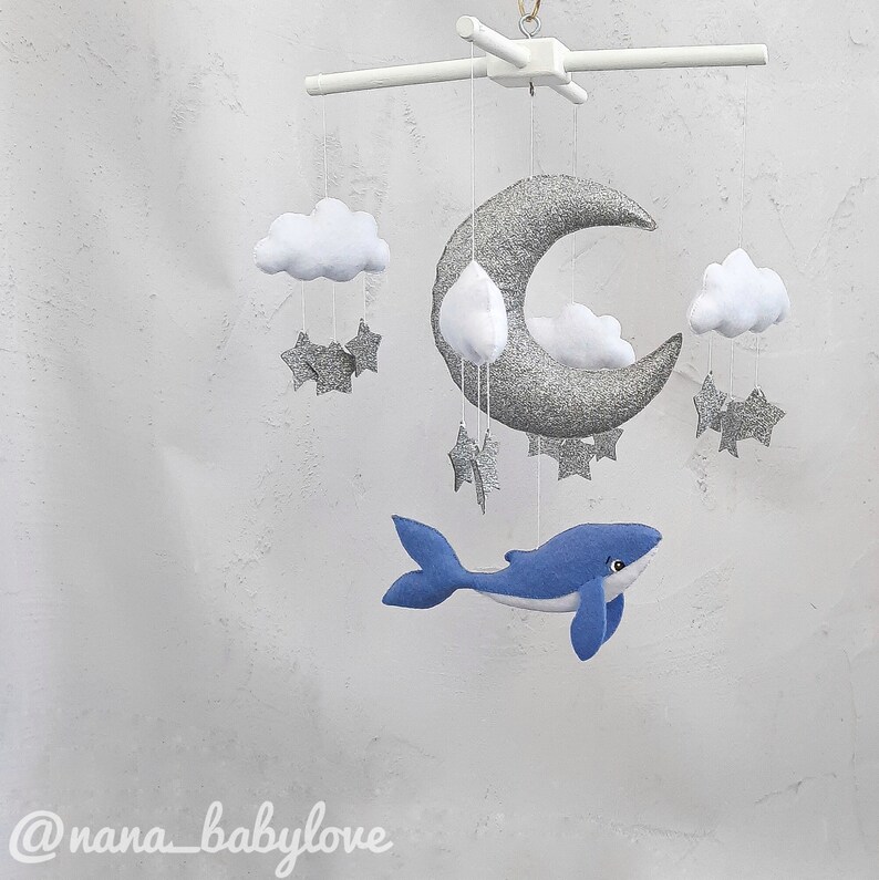 Blue Whale Mobile Crib Mobile Boys Ocean Mobile Nursery Etsy