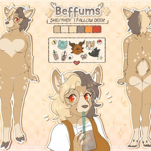 Furry Ref Sheet Fursona Reference Sheet Custom Art for Anthro or Feral Characters