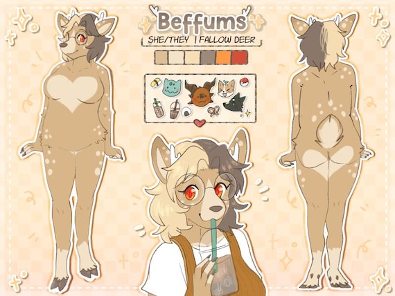 Furry Ref Sheet Fursona Reference Sheet Custom Art for Anthro or Feral Characters