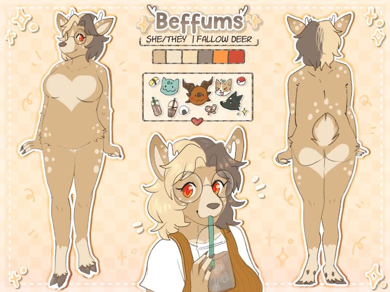 Harig referentieblad Fursona-referentieblad Custom Art voor Anthro of Feral Characters afbeelding 1