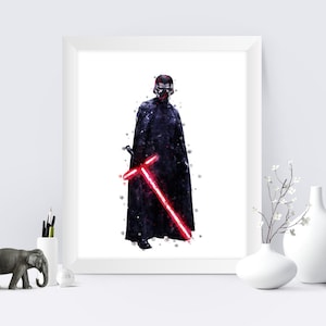 Kylo Ren Printable Star Wars Kylo Ren Watercolor Print Star Wars  Movie Poster Kylo Ren Painting Star Wars Wall Art Home Wall Decor