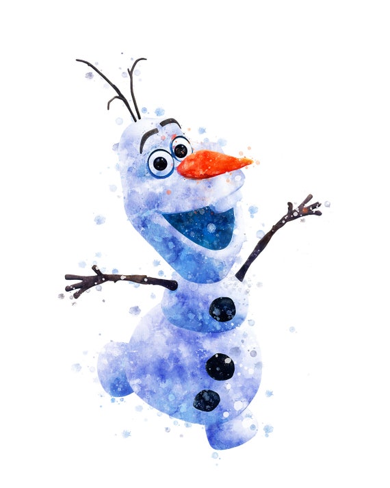 olaf print olaf frozen printable olaf watercolor painting etsy