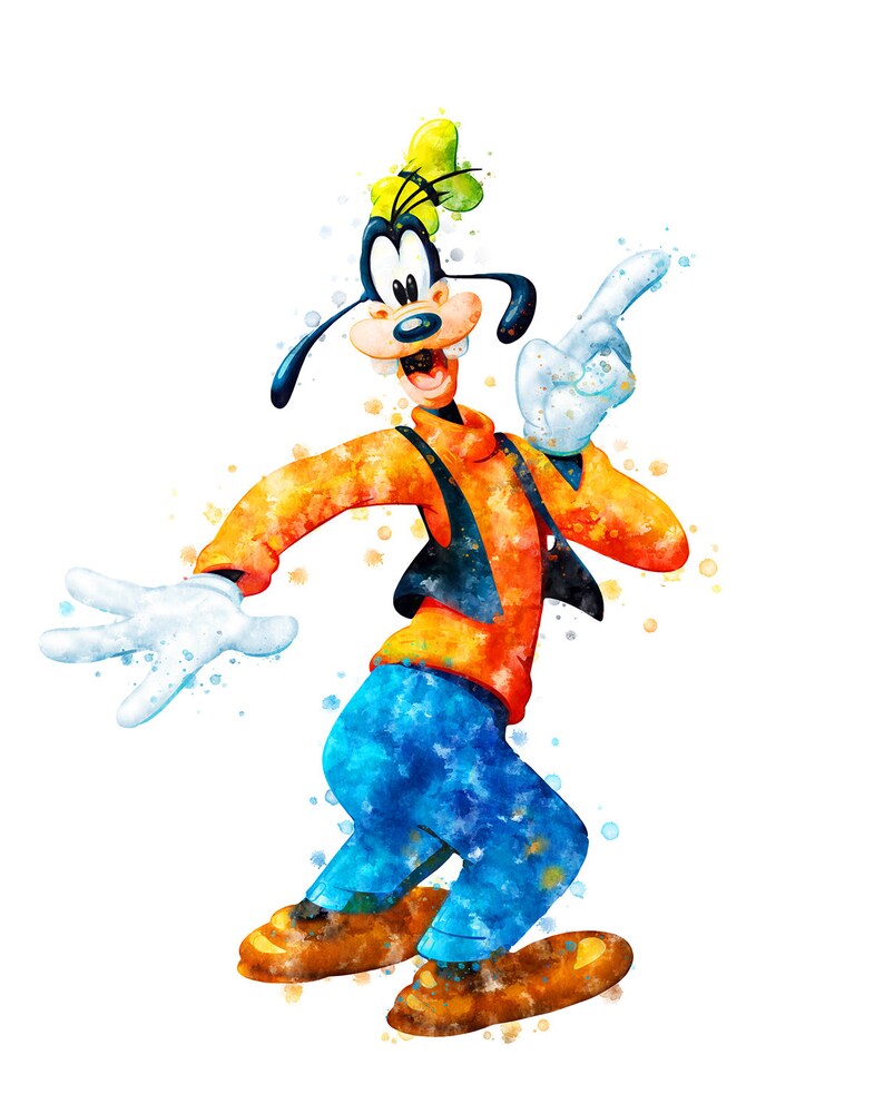 Goofy Art Print Disney Watercolor Goofy Printables Mickey - Etsy
