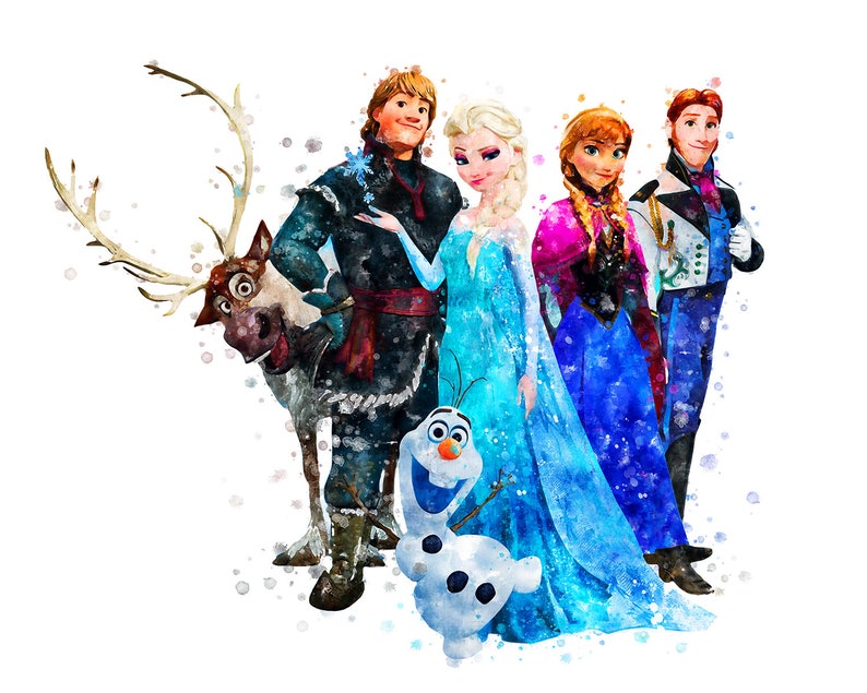frozen art print anna and elsa printable kristoff olaf sven etsy