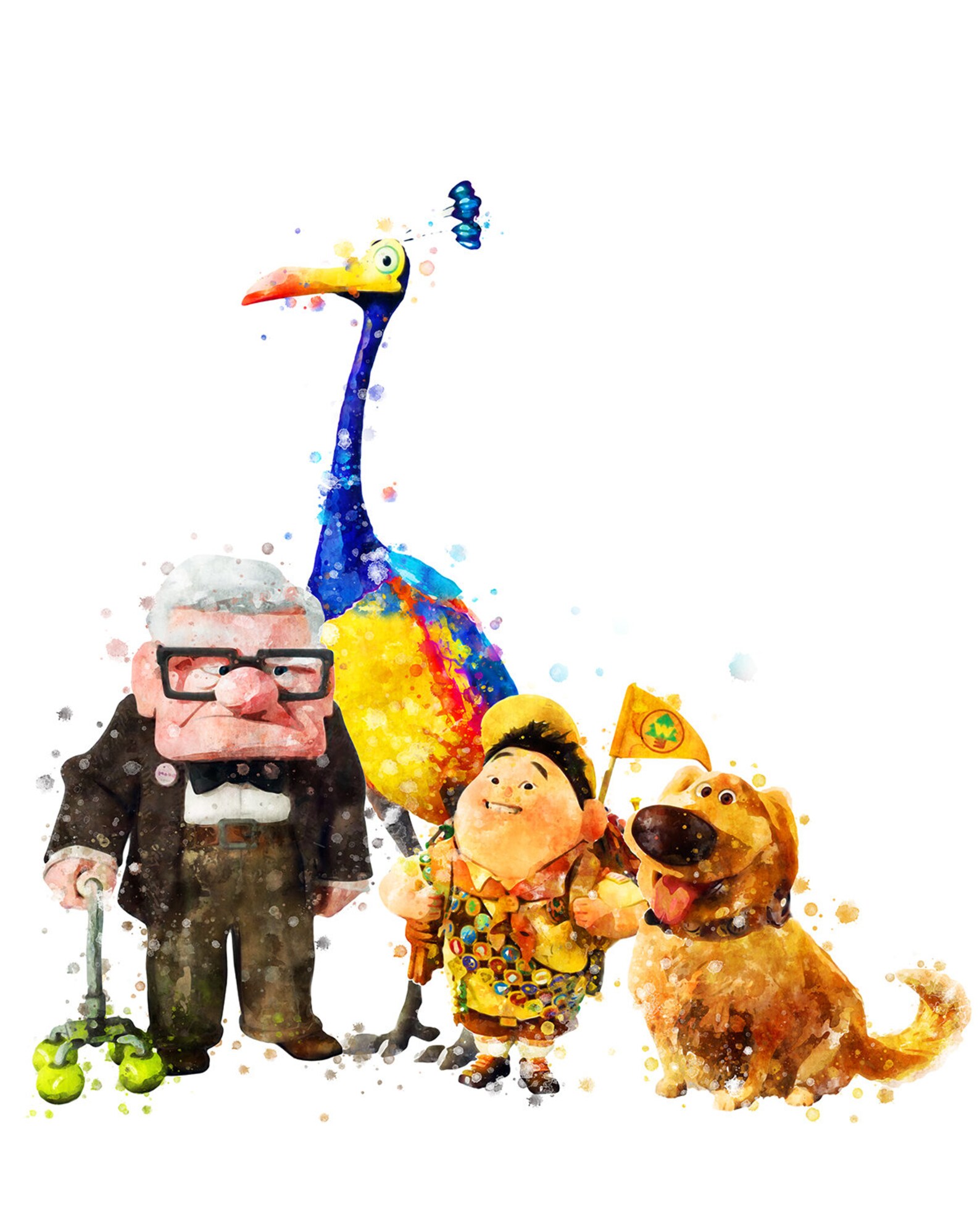 Disney up Print Movie Poster up Carl Russell Dug Kevin Etsy