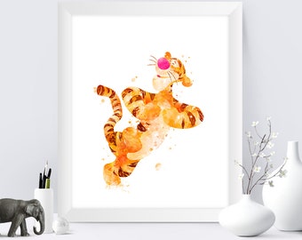 Winnie The Pooh Tigger Watercolor Prints Winnie The Pooh Poster Tigger Printable Wall Art Kids Room Decor Instant Download