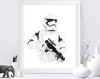 Stormtrooper Druck Star Wars Poster Star Wars Stormtrooper Aquarell Star Wars druckbare Kunst Wand Kunst Geburtstagsgeschenk Digitaldruck