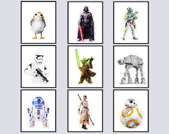 Star Wars Watercolor Print Set, Nursery Wall Art (Digital Download)