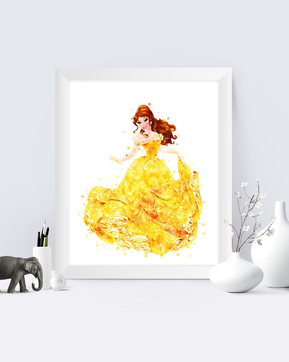 Disney Princess Room Decor Printable Belle Watercolor Wall Art Princess Print Belle Picture Belle Art Beauty and the Beast Wall Art