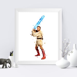 Star Wars Obi Wan Kenobi Poster Aquarelle Art Print Obi Wan Kenobi Art Star Wars Aquarelle Imprimable Star Wars Wall Art Birthday Gift