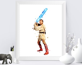 Star Wars Obi Wan Kenobi Poster Watercolor Art Print Obi Wan Kenobi Art Star Wars Watercolor Printable Star Wars Wall Art Birthday Gift