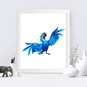 Rio Art Print Rio Parrot Watercolor Painting Rio Printable Poster Baby Shower Wall Art Kids Room Decor Rio Poster Instant Download
