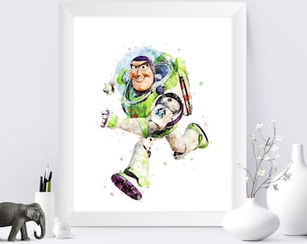 Toy Story Prints Buzz Lightyear Watercolor Painting Toy Story Poster Pixar Art Toy Story Nursery Kids Room Decoration Watercolor Download