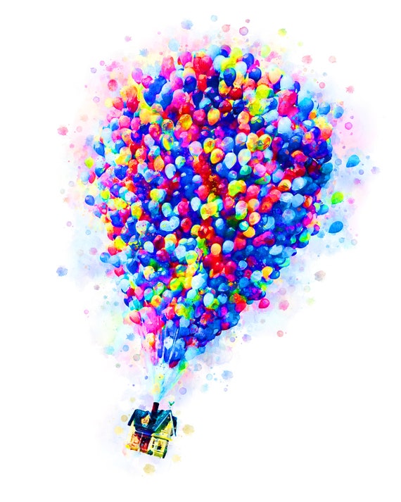up balloon house print disney up printable wall art carl etsy