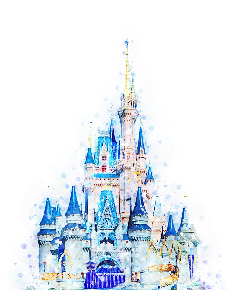 Disney Castle Print Castle Watercolor Princess Castle Etsy