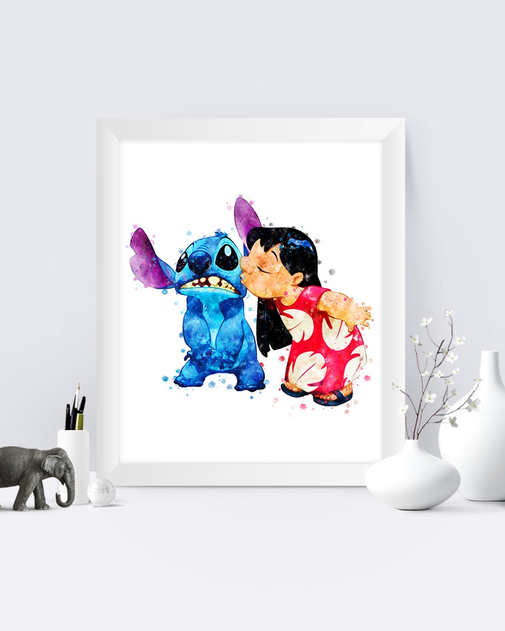 Stitch Angel Scrump watercolor Art Print Ohana Means Family Printable Ohana  Wall Art Stitch Birthday Gift Instant Download Kids Room Decor