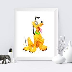Pluto-aquarelprint, Disney Wall Art (digitale download)